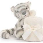 JELLYCAT - Peluche tigre Bashful Snow Tiger Soother avec doudou
