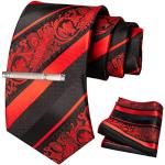 Cravates de mariage rouges à rayures en polyester Taille M look fashion pour homme 