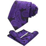 Cravates en soie violettes à motif paisley Taille M look fashion pour homme 