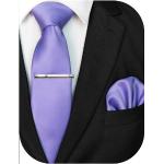 Cravates de mariage violet lavande à effet froissé à motif fleurs Taille M look fashion pour homme 
