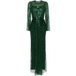 Robes de soirée longues Jenny Packham vert émeraude à sequins maxi à manches longues à col en V Taille XS pour femme 