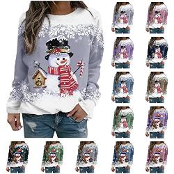 JERFER Pullover pour Femme Col Rond Elegant Sweat-