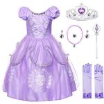 JerrisApparel Fille Costume Princesse Sofia Tulle Anniversaire Fête Robe (3 Ans, Lilas avec Accessoires)