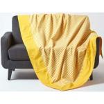 Plaids Homescapes jaunes à carreaux en coton lavable en machine 150x200 cm 