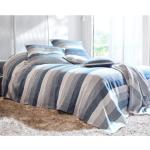 Couvre-lits Becquet bleu indigo à rayures en coton à motif voitures bord de mer 