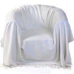 Jeté de fauteuil coton reliefs discrets uni blanc-écru 200 x 200