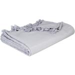 Jetés de lit Atmosphera gris souris à rayures en coton à franges lavable en machine 