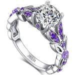 Bagues de fiançailles en diamant de mariée prune en argent à motif papillons en diamant personnalisés look fashion pour femme 