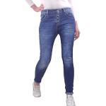 Jeans boyfriend bleues foncé en denim délavés à motif ville stretch Taille XS look casual pour femme 