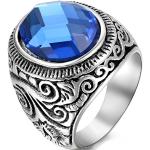 Bagues JewelryWe bleues en acier fantaisies 70 look fashion pour homme 
