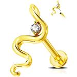 Piercings cartilage gris en or à clous à motif serpents 14 carats look fashion pour femme 