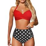 Bas de bikini taille haute rouges à pois en polyester Taille XL look fashion pour femme 
