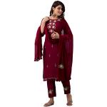 Salwars rouge bordeaux imprimé Indien à manches trois-quart Taille XL look fashion pour femme 