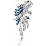 Broches pour la Saint-Valentin bleues en cristal à strass à motif papillons en strass look fashion pour femme en promo 