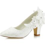 Escarpins blanc d'ivoire en dentelle pour pieds larges Pointure 39 avec un talon entre 7 et 9cm look fashion pour femme 