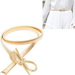 JIANGNIAU Ceinture tout métal Matériau Bow-Knot Shape Buckled Elastic Fine Belt for Women Length: 70cm(Gold) (Color : Gold), Noir , 45 EU