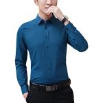 Chemises de mariage bleues à manches longues à manches longues Taille L plus size look casual pour homme 