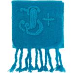 Écharpes de créateur Jil Sander bleues tressées en laine à franges Tailles uniques 
