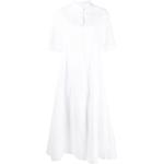 Robes chemisier de créateur Jil Sander blanches à manches courtes pour femme en promo 
