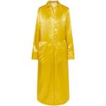 Robes de créateur Jil Sander jaunes en satin à manches longues midi à manches longues classiques pour femme 