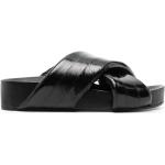 Sandales plates de créateur Jil Sander noires en cuir de veau à bouts ouverts Pointure 40 pour femme 