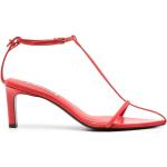 Sandales de créateur Jil Sander rouges en cuir en cuir Pointure 40 look fashion pour femme 