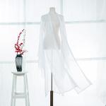 Robes en soie blanches en mousseline au genou à manches longues look asiatique pour femme 