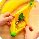 Trousses d'école en silicone à motif banane pour enfant 