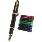 Gullor Jinhao 450 Normal nib Fountain Pen Dark red with 5 color Ink Cartridges
