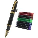 Gullor Jinhao 450 Normal nib Fountain Pen White line with 5 color Ink Cartridges
