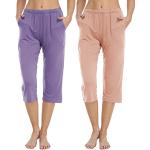 Pantalons de pyjama violets en modal respirants Taille S look fashion pour femme 