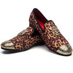 Mocassins multicolores à effet léopard en velours en cuir Pointure 42 classiques pour homme 