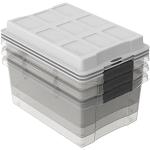 Rotho Jive Dome Boîte de rangement 13 l avec couvercle en plastique (PP) sans BPA Blanc/transparent 3 x 13 l (40,5 x 28,3 x 28,9 cm) 3