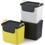 Jive Mülltrennsystem Set Set de 3 poubelles de tri 30l pour la cuisine, Plastique (PP recyclé), gris foncé/blanc/jaune, 3 x 30l (39.8 x 29.8 x 50.1 cm)