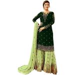 JIVRAJ FASHION Salwar Kameez Sharara manches longues Designer indien Shalwar Suit Party Wear Prêt à porter ethnique Heavy Foux Georgette (Choix 3, XXS UK 6 Buste 34 Taille 30 Hanches 36)