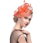 Chapeaux de mariage orange corail en chanvre Tailles uniques look fashion pour femme 