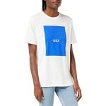 JJXX Jxamber SS Relaxed Tee Noos T-Shirt, Bright White/Print:Blue Lolite Square, M Femme