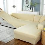 Housses de canapé d'angle beiges extensibles 
