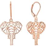 Boucles d'oreilles pour fêtes de Noël roses en argent à motif éléphants en argent look fashion pour femme 