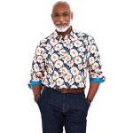 Joe Browns Chemise boutonnée à Manches Longues avec imprimé Floral, Bleu/Orange, L Homme
