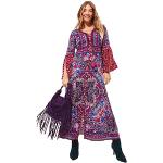 Robes longues bohèmes Joe Browns violettes à pompons longues à col en V petite style bohème pour femme 