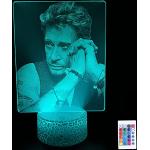 Johnny Hallyday 16 couleurs 3D Illusion veilleuse,Lampe de table personnalisée avec télécommande Décoration de chambre pour enfants,Éclairage créatif,Lampe d'ambiance pour les fans (Socle Blanc 1)