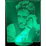 Johnny Hallyday 16 couleurs 3D Illusion veilleuse,Lampe de table personnalisée avec télécommande Décoration de chambre pour enfants,Éclairage créatif,Lampe d'ambiance pour les fans (Socle Noire 1)