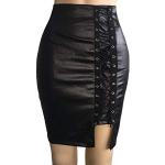 Minijupes en jean noires à pois en cuir synthétique à volants à motif Afrique minis Taille 5 XL plus size look gothique pour femme 