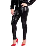 Pantalons de randonnée noirs à rayures en velours à sequins imperméables coupe-vents stretch Taille XXL look fashion pour femme 