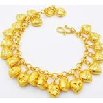 Bracelets coeur dorés en or 18 carats fait main pour enfant 