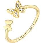 Alliances de mariage dorées en résine à motif papillons en diamant en lot de 2 look fashion pour femme 