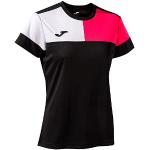 Joma Crew V T-Shirt, Noir/Rose/Blanc, S Femme