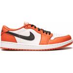 Baskets basses Nike Air Jordan 1 orange en cuir à bouts ronds look casual pour femme 