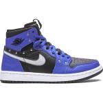 Chaussures Nike Air Jordan 1 bleues en caoutchouc à clous en cuir à bouts ronds pour femme 